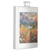 Dolomieten -stijl reisposter met meer flacon (Rechts)