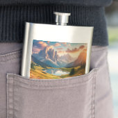 Dolomieten -stijl reisposter met meer flacon (Voorbeeld)