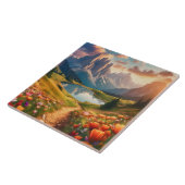 Dolomieten -stijl reisposter met meer tegeltje (Zijkant)