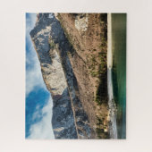 Dolomietenbergen en Molveno-meer met blauwe lucht Legpuzzel (Verticaal)