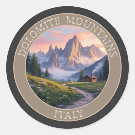 Dolomietengebergte Italië Ronde Sticker (Voorkant)