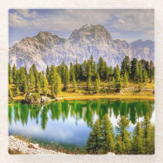 Dolomietgebergte: verdovend Uitzicht Glazen Onderzetter (Voorkant)