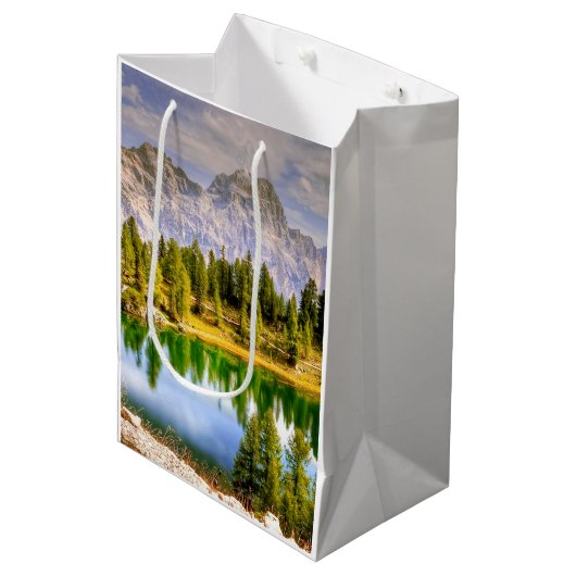 Dolomietgebergten en het sluipende landschap van h medium cadeauzakje (Voorkant Gekanteld)