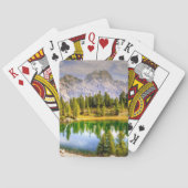 Dolomietgebergten en het sluipende landschap van h pokerkaarten (Achterkant)