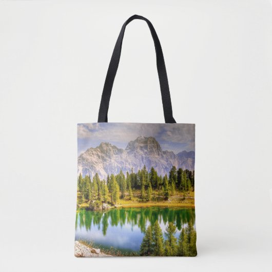 Dolomite Mountains and Lake Stunning Landscape Tote Bag (Voorkant)