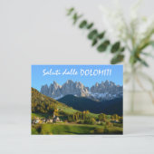 Dolomites dorp in herfst briefkaart italiaanse tek (Staand voorkant)