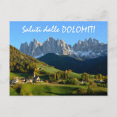 Dolomites dorp in herfst briefkaart italiaanse tek (Voorkant)