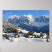 Dolomites-dorp in het poster van de winter (Voorkant)