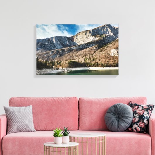 Dolomites (italiaanse alpen) en Molveno-meer Canvas Afdruk (Insitu (Woonkamer))