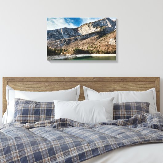 Dolomites (italiaanse alpen) en Molveno-meer Canvas Afdruk (Insitu (Slaapkamer))