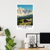 Dolomites Italy Mountain Alpine Cabin Art Poster (Thuiskantoor)