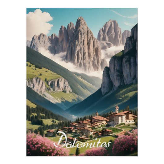 Dolomites Italy Travel Poster (Voorkant)