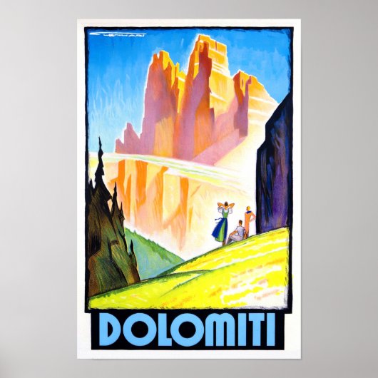 Dolomites Italy vintage Poster (Voorkant)