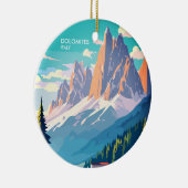 Dolomites Italy Vintage Travel Keramisch Ornament (Rechts)
