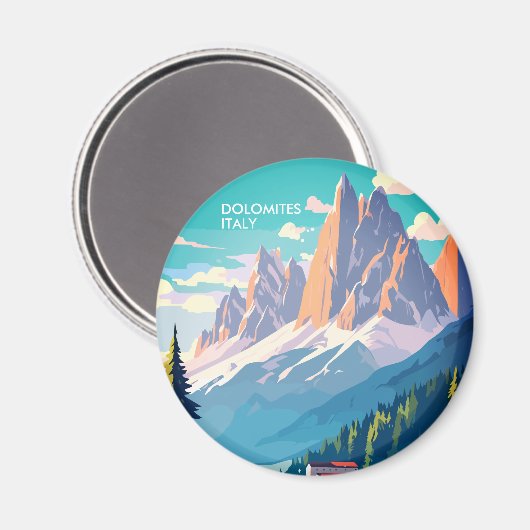 Dolomites Italy Vintage Travel Magneet (Voorkant / Achterkant)