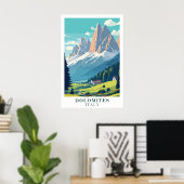 Dolomites Italy Vintage Travel Mountain Alpine Art Poster (Thuiskantoor)