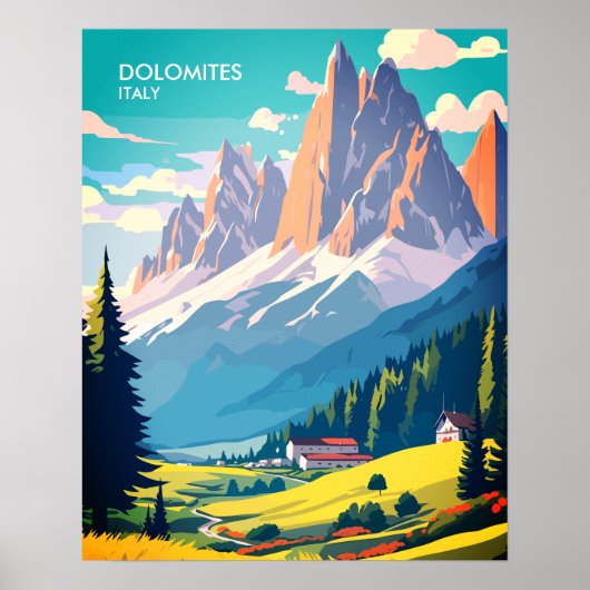Dolomites Italy Vintage Travel Poster (Voorkant)