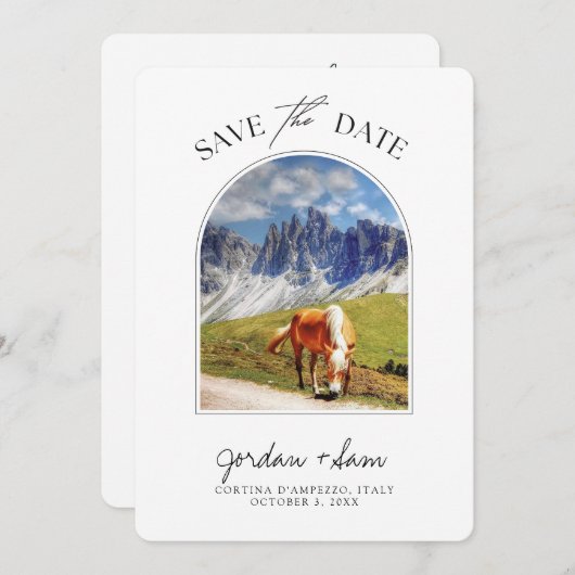 Dolomites Italy Wedding Save the Date Kaart (Voorkant / Achterkant)