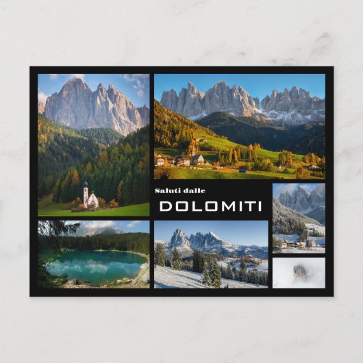Dolomites mounlage foto collage zwarte tekst briefkaart (Voorkant)