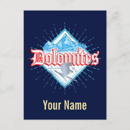 Dolomites South Tirol Retro Skier  Ski Feestdagenkaart