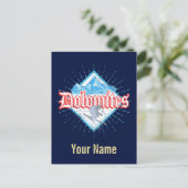 Dolomites South Tirol Retro Skier Ski Feestdagenkaart (Staand voorkant)