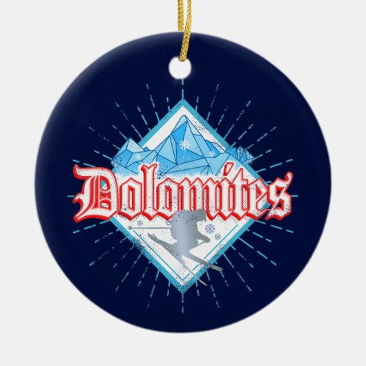 Dolomites South Tirol Retro Skier  Ski Keramisch Ornament (Voorkant)