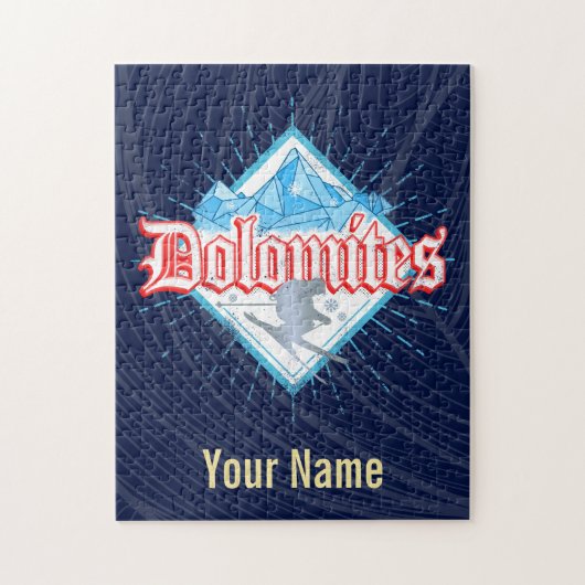 Dolomites South Tirol Retro Skier Ski Legpuzzel (Verticaal)