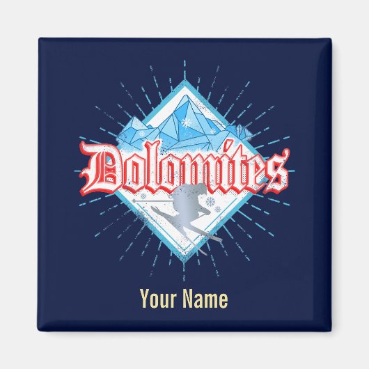 Dolomites South Tirol Retro Skier  Ski Magneet (Voorkant)