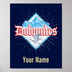 Dolomites South Tirol Retro Skier  Ski Poster