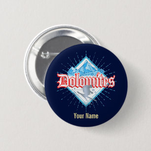 Dolomites South Tirol Retro Skier Ski Ronde Button 5,7 Cm