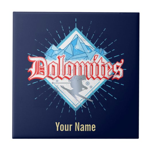 Dolomites South Tirol Retro Skier  Ski Tegeltje (Voorkant)