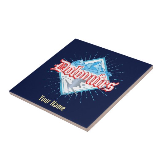 Dolomites South Tirol Retro Skier  Ski Tegeltje (Zijkant)