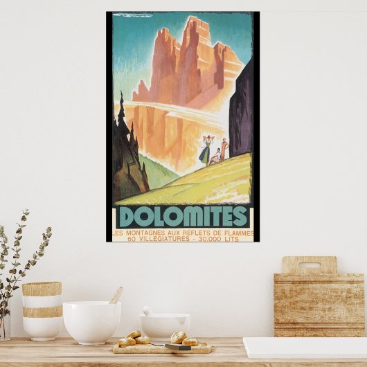 Dolomites Vintage Travel Poster (Keuken)