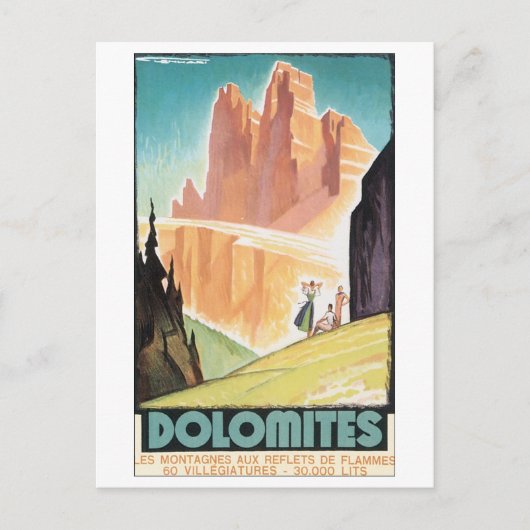 Dolomites Vintage Travel Poster Briefkaart (Voorkant)