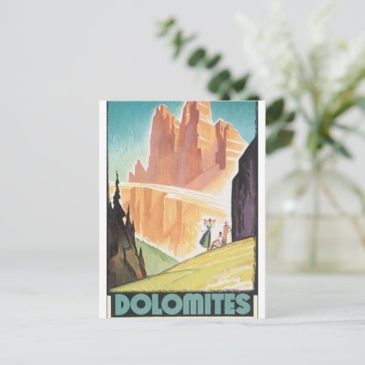 Dolomites Vintage Travel Poster Briefkaart (Staand voorkant)