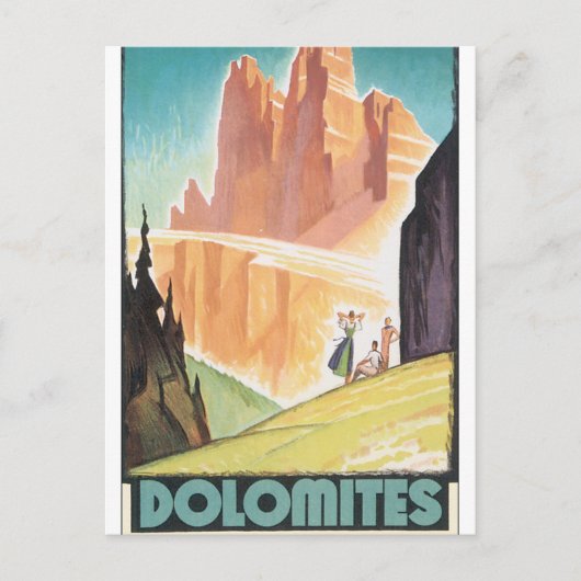 Dolomites Vintage Travel Poster Briefkaart (Voorkant)
