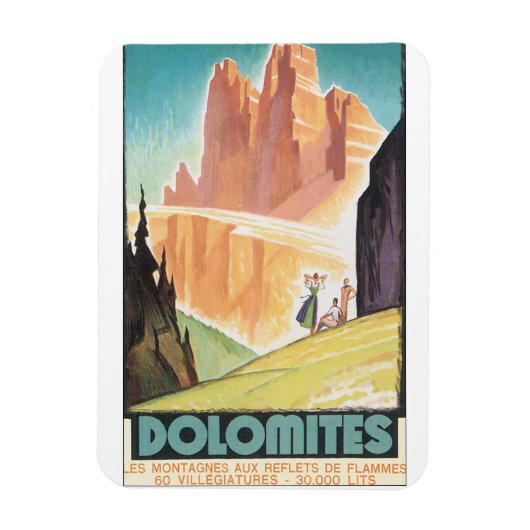 Dolomites Vintage Travel Poster Magneet (Verticaal)