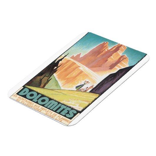 Dolomites Vintage Travel Poster Magneet (Linkerzijde)