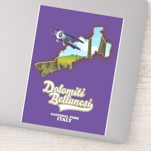dolomiti bellunesi italië nationale parkkaart sticker (Detail)