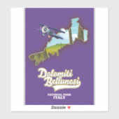 dolomiti bellunesi italië nationale parkkaart sticker (Vel)