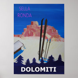 Dolomiti Sella Ronda Retro Poster