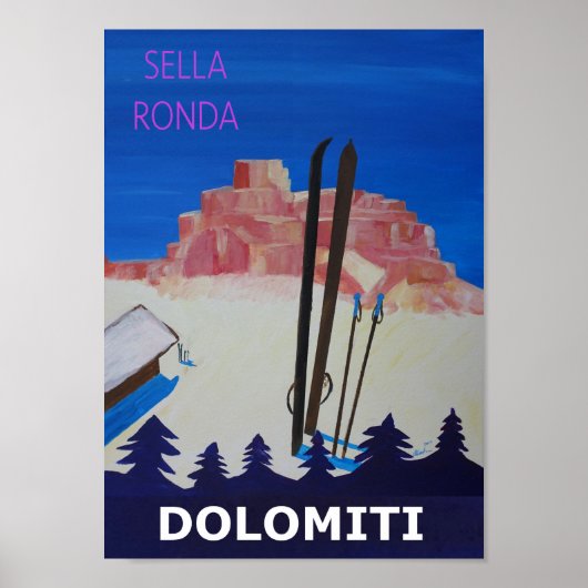 Dolomiti Sella Ronda Retro Poster (Voorkant)