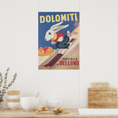 Dolomiti Ski Bunny Vintage Poster (Keuken)