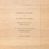 Dolores Classic Elegant Wedding Save the Date Acryl Uitnodigingen (Voorkant)