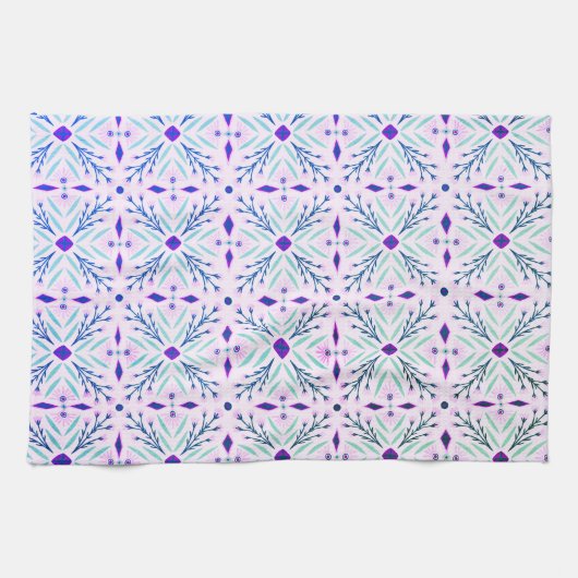 Dolores Tegels Pattern Paars Pink Mint Theedoek (Horizontaal)