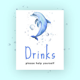 Dolphijn baby shower - Dranken Poster