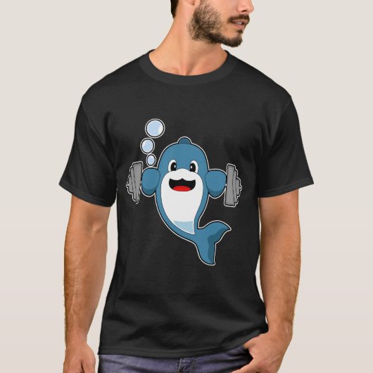 Dolphijn Lichaamstrainer Dumbbell Bodybuilding T-shirt (Voorkant)