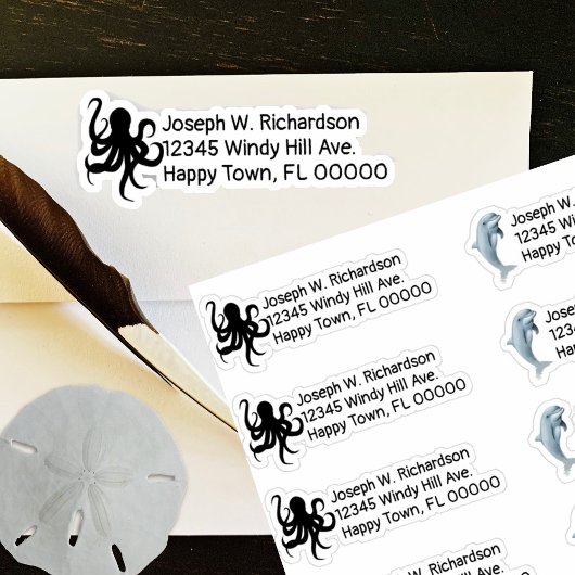 Dolphijnen en Octopus Vorm Retouradres Stickers