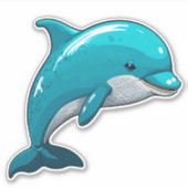 Dolphin adorable blue sea animal sticker (Voorkant)