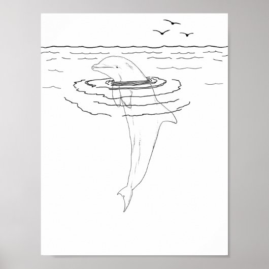 Dolphin Adult Coloring Poster (Voorkant)